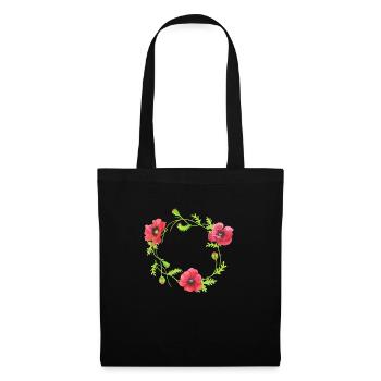 Les fleurs couronne de printemps de mariage pavot - Sac en tissu - noir - Devant