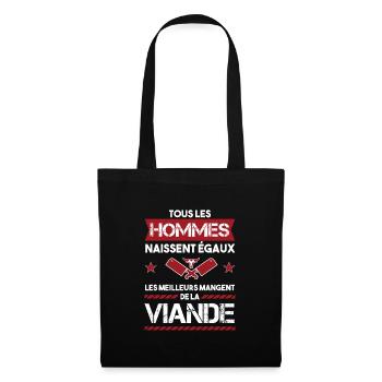 mangeur de viande | cadeau pas végan | viandard - Sac en tissu - noir - Devant