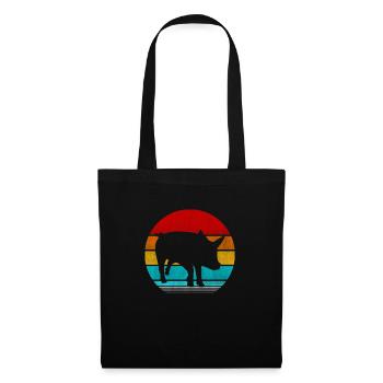 Retro Vintage Schwein - Stoffbeutel - Schwarz - Vorne