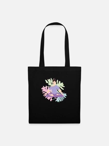 yoga,femme,étirements,sport,namaste - Sac en tissu - noir