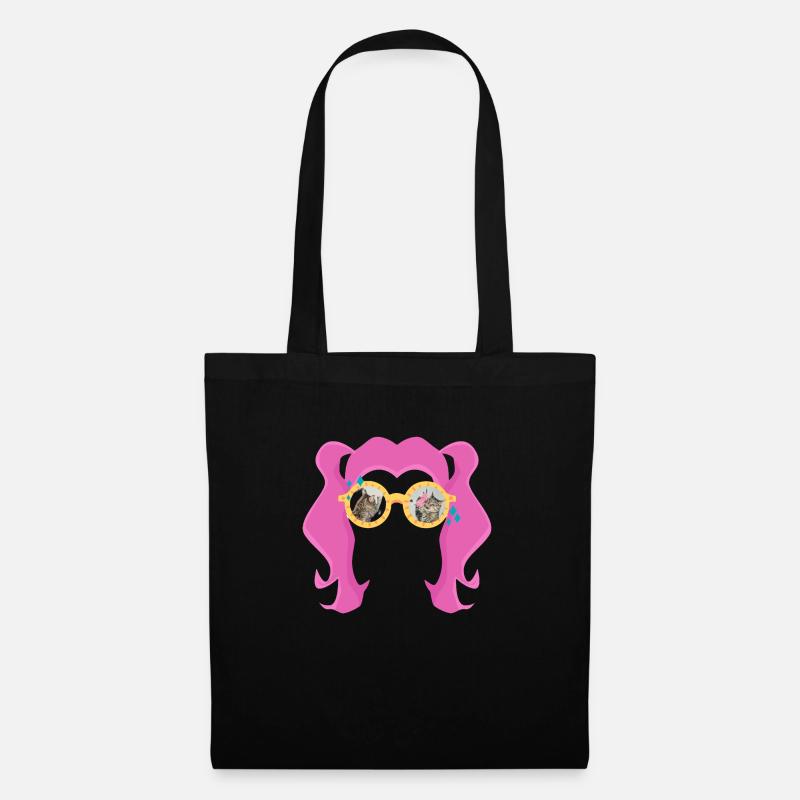 Mädchen mit Brille - Stoffbeutel - Schwarz