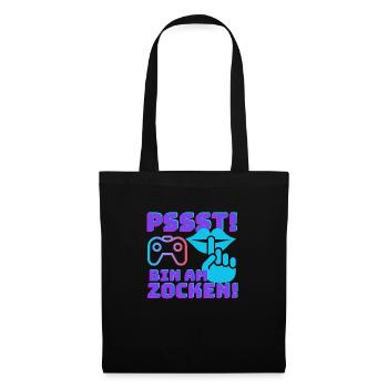 Pssst bin am zocken Gamer Geschenk - Stoffbeutel - Schwarz - Vorne