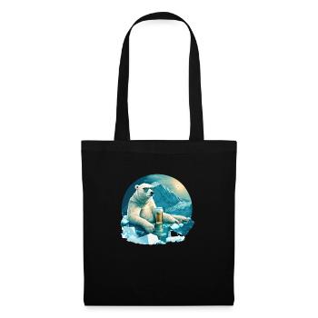 Polar bear chills with beer - Tote Bag - black - Front