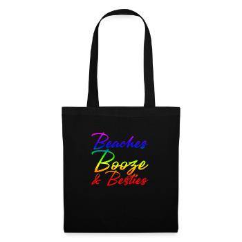 Beaches Booze And Besties - Stoffbeutel - Schwarz - Vorne