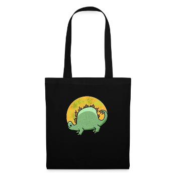 Stegosaurus Dinosaurier Dino Urzeit Cartoon - Stoffbeutel - Schwarz - Vorne