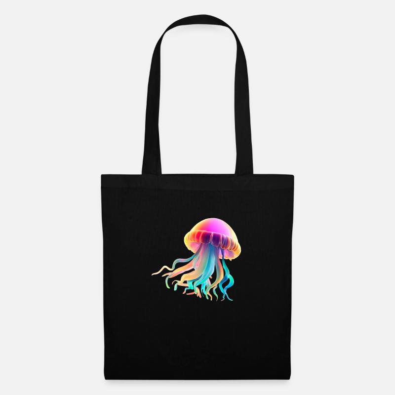 Qualle Jellyfish Meerestier Tauchen Bunt Geschenk - Stoffbeutel - Schwarz