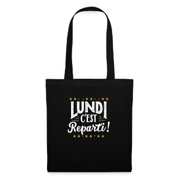 Lundi c'est reparti ! - Sac en tissu - noir - Devant