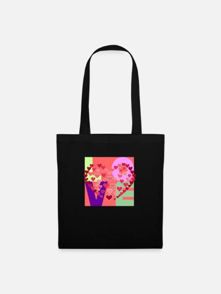 "LOVE" - Ein buntes Design voller Liebe - Stoffbeutel - Schwarz