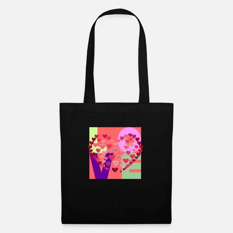 "LOVE" - Ein buntes Design voller Liebe - Stoffbeutel - Schwarz