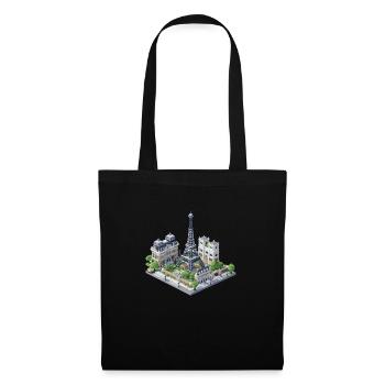Paris Stadt Voxel Pixel Design Miniatur Reise - Stoffbeutel - Schwarz - Vorne