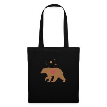 Ourse avec cœur - Sac en tissu - noir - Devant