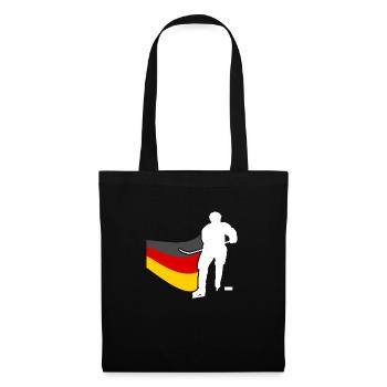Eishockeyspieler Deutschland Flagge Eishockey - Stoffbeutel - Schwarz - Vorne