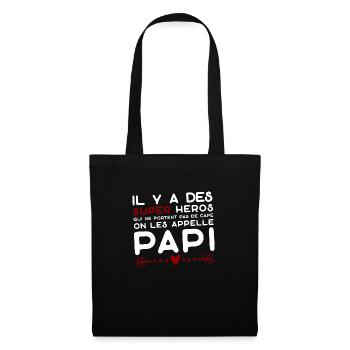 Papi super héros cadeau papy - Sac en tissu - noir - Devant