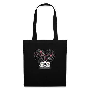 True Love illustré par de jolis pingouins - Sac en tissu - noir - Devant