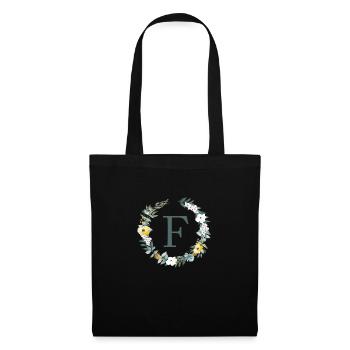 Customizable Monogram F Flowers Circle Spring - Tote Bag - black - Front