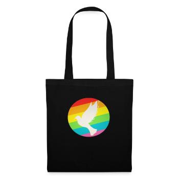 LGBT Regenbogen Friendenstaube - Stoffbeutel - Schwarz - Vorne