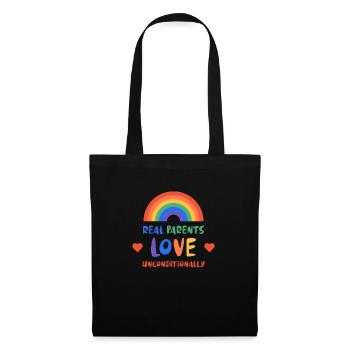 LGBTQ-Eltern lieben bedingungslos Regenbogen - Stoffbeutel - Schwarz - Vorne