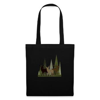Cerf - Sac en tissu - noir - Devant