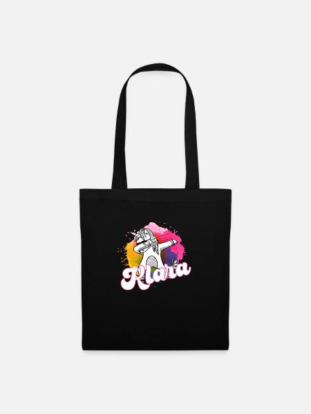 KLARA - Schöner Name mit dabbing Einhorn - Stoffbeutel - Schwarz