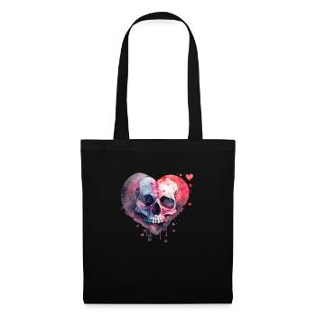 Totenkopf Kunst Design Aquarell - Stoffbeutel - Schwarz - Vorne