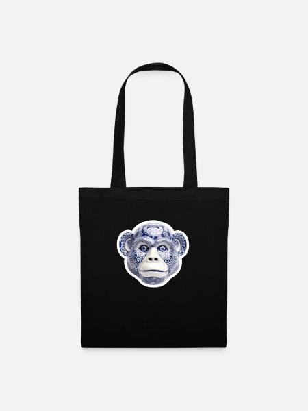 Visage de singe en céramique - Sac en tissu - noir