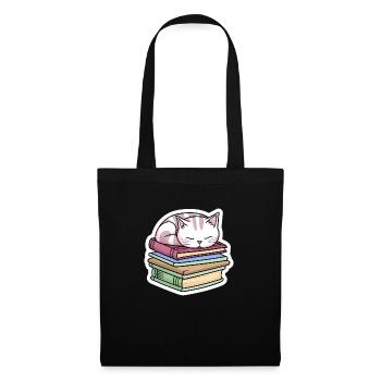 Sleeping Book Cat - Tote Bag - black - Front
