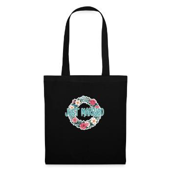just married - pour mariage - Sac en tissu - noir - Devant