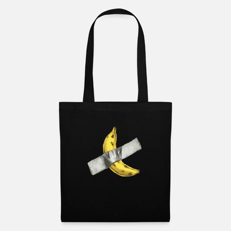 Lächerliche Kunst - Banane klebte an der Wand - Stoffbeutel - Schwarz