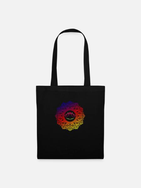 Lotus Mandala | Spiritual New Age Buddhist Yoga - Stoffbeutel - Schwarz