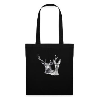 Cerfs et biches - Sac en tissu - noir - Devant