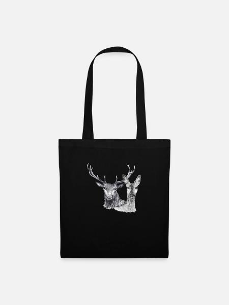 Cerfs et biches - Sac en tissu - noir