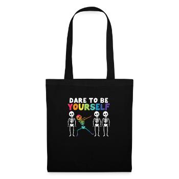 Funny Dabbing Skeleton Proud LGBT Pride Dare To Be - Stoffbeutel - Schwarz - Vorne