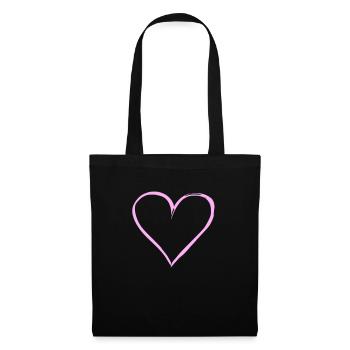 Symbole de coeur Amour Mignons Cœurs Rose Dessin Vecteur - Sac en tissu - noir - Devant