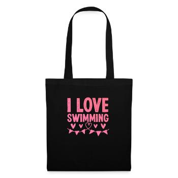 Ich liebe Schwimmen - Stoffbeutel - Schwarz - Vorne