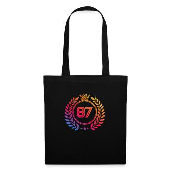 87 Zahl Kranz - Stoffbeutel - Schwarz - Vorne