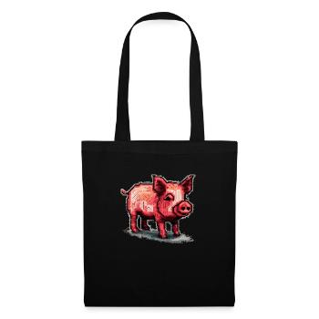 Petit porcelet comme cochon domestique dans les graphismes rétro - Sac en tissu - noir - Devant