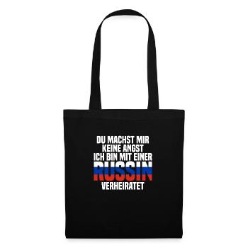 Du machst mir Keine Angst ich bin mit einer Russin - Stoffbeutel - Schwarz - Vorne