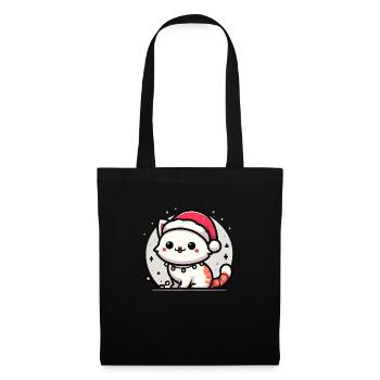 Cute Christmas Cat Santa Hat Christmas Lights - Tote Bag - black - Front
