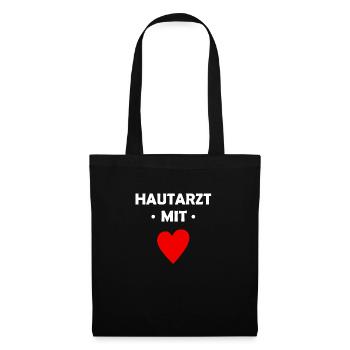 Hautarzt mit Herz - Arzt - Doktor - Dematologe - Stoffbeutel - Schwarz - Vorne