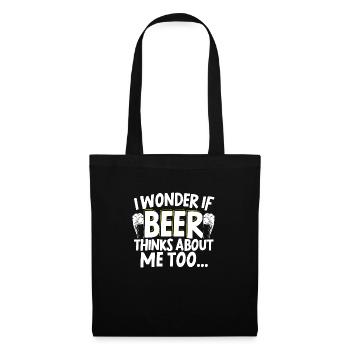 Je me demande si la bière pense à moi trop alcoolique - Sac en tissu - noir - Devant