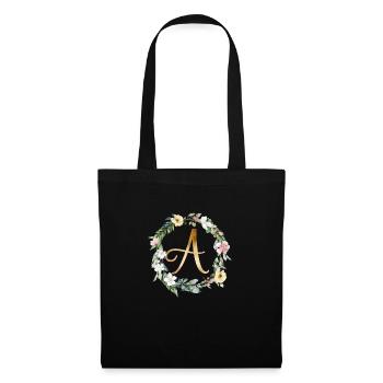 Monogramme personnalisable Aquarelle FloralE A - Sac en tissu - noir - Devant