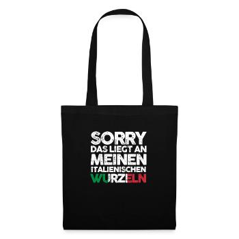 Italienische Wurzeln Italia Italiener Italien - Stoffbeutel - Schwarz - Vorne