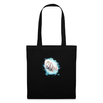 lion, tête de lion, graffiti, vert, lion blanc, graffiti - Sac en tissu - noir - Devant