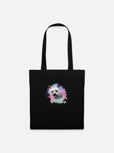 yorkshire terrier, hund, graffiti,terrier, bunt - Stoffbeutel - Schwarz