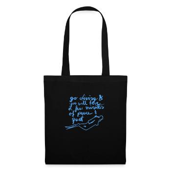 Go Diving - Taucher Spruch blau - Stoffbeutel - Schwarz - Vorne