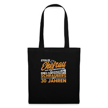 Perlenhochzeit Ehepaar 30. Hochzeitstag Geschenk - Stoffbeutel - Schwarz - Vorne