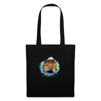 léopard, chat, chat sauvage, graffiti, peinture - Sac en tissu - noir - Devant