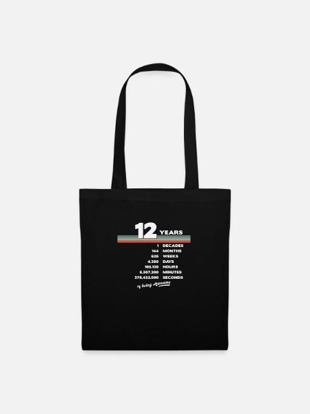 12. Geburtstag Vintage 12 Jahre alt Retro 144 - Stoffbeutel - Schwarz