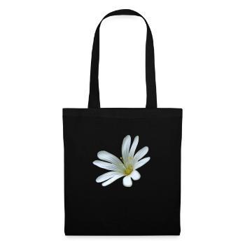 weiße Blume Sternmiere - Stoffbeutel - Schwarz - Vorne