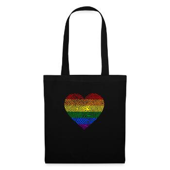 LGBT Flagge Fingerabdruck Stolz LGBT Pride Geschenke T-Shirt - Stoffbeutel - Schwarz - Vorne